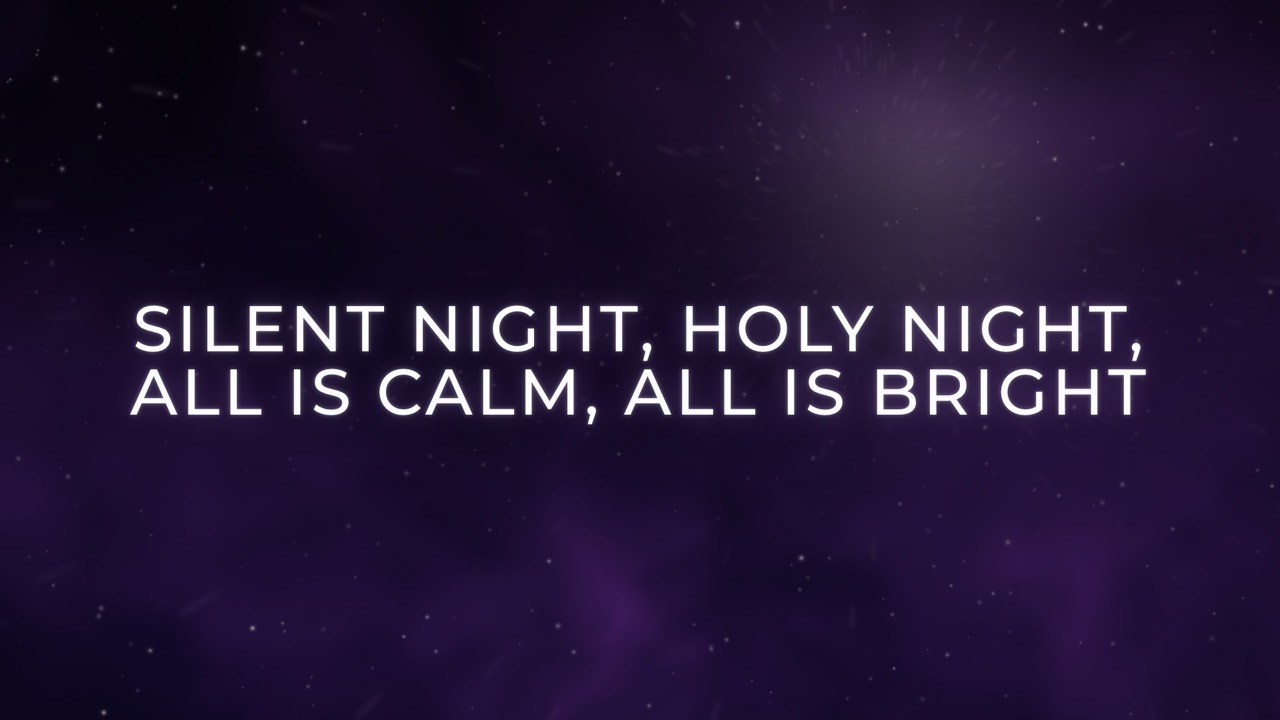 Экран в зале: гимн Silent Night на фоне ночного неба